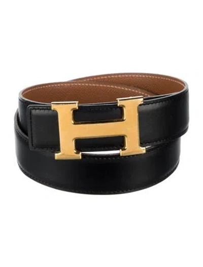 Pre-owned Hermes Reversible 32 Mm H Belt Kit In Black/brown