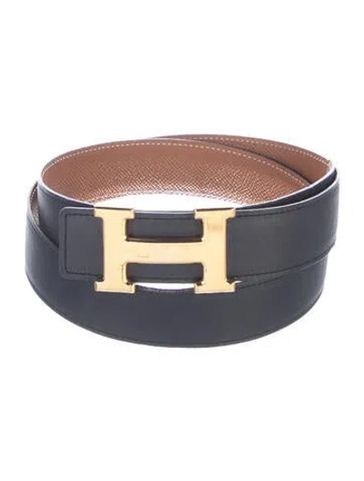 Pre-owned Hermes Reversible 32 Mm H Belt Kit In Black/brown