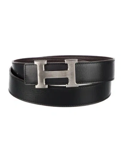 Pre-owned Hermes Reversible 32 Mm H Belt Kit In Black/brown