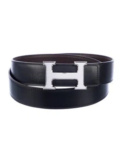 Pre-owned Hermes Reversible 32 Mm H Belt Kit In Black/brown