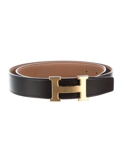 Pre-owned Hermes Reversible 32 Mm H Belt Kit In Black/neutrals