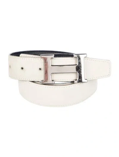 Pre-owned Hermes Reversible 32 Mm H Belt Kit In Blue/white
