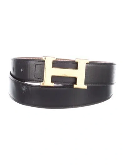 Pre-owned Hermes Reversible 32 Mm H Belt Kit In Brown