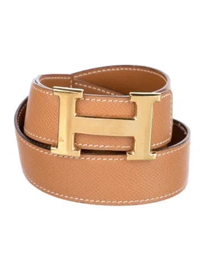 Pre-owned Hermes Reversible 32 Mm H Belt Kit In Brown