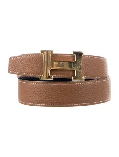Pre-owned Hermes Reversible 32 Mm H Belt Kit In Brown