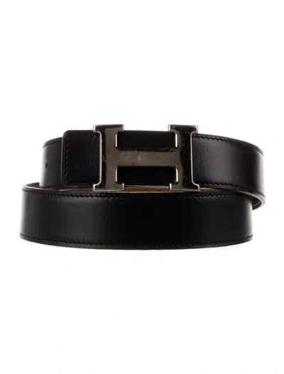Pre-owned Hermes Reversible 32 Mm H Belt Kit In Brown