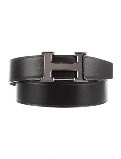 Pre-owned Hermes Reversible 32 Mm H Belt Kit In Gray