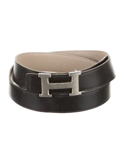 Pre-owned Hermes Reversible 32 Mm H Belt Kit In Neutrals