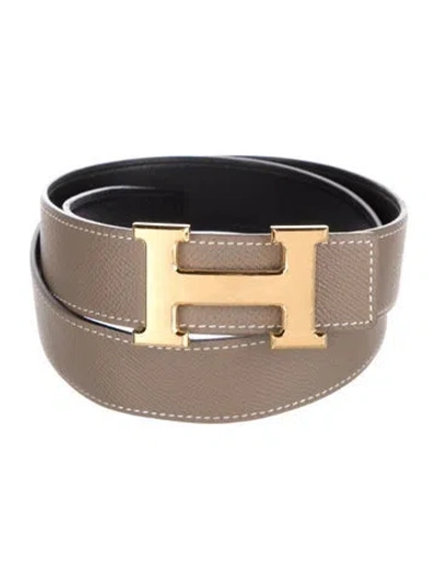 Pre-owned Hermes Reversible 32 Mm H Belt Kit In Neutrals