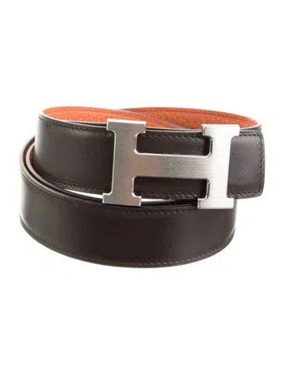 Pre-owned Hermes Reversible 32 Mm H Belt Kit In Orange
