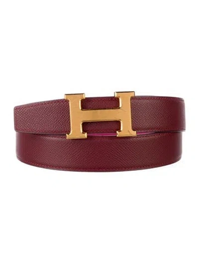 Pre-owned Hermes Reversible 32 Mm H Belt Kit In Pink