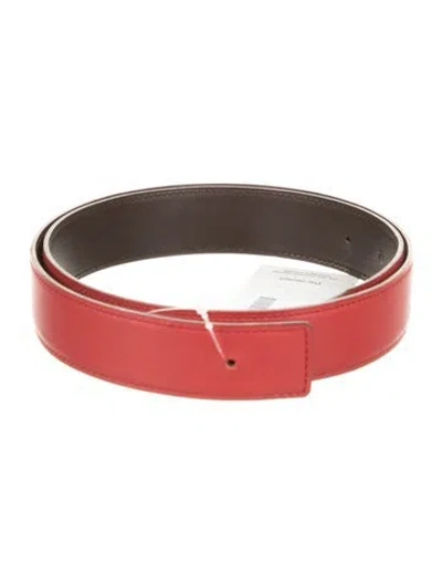 Pre-owned Hermes Reversible 32 Mm H Belt Kit In Red