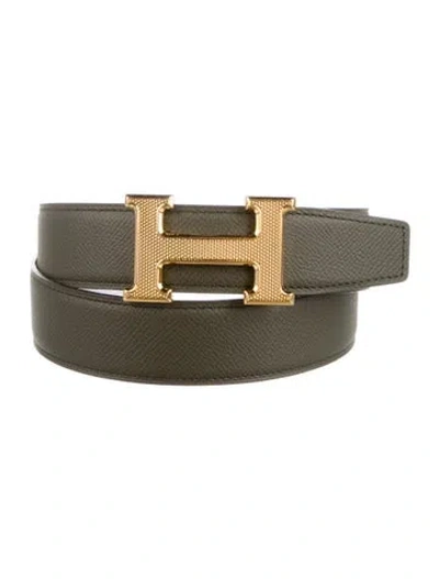 Pre-owned Hermes Reversible 32 Mm H Guilloché Belt Kit In Multi