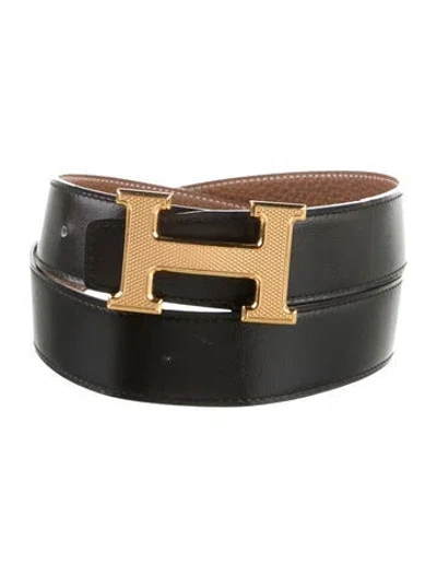 Pre-owned Hermes Reversible 32 Mm H Guilloché Belt Kit In Multi