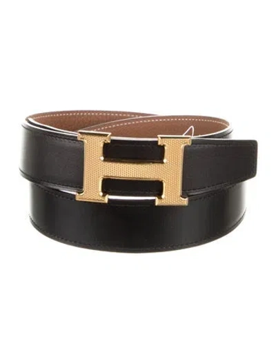 Pre-owned Hermes Reversible 32 Mm H Guilloché Belt Kit In Multi