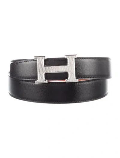 Pre-owned Hermes Reversible 32 Mm H Guilloché Belt Kit In Multi