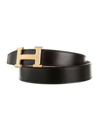 Pre-owned Hermes Reversible 32 Mm H Guilloché Belt Kit In Multi