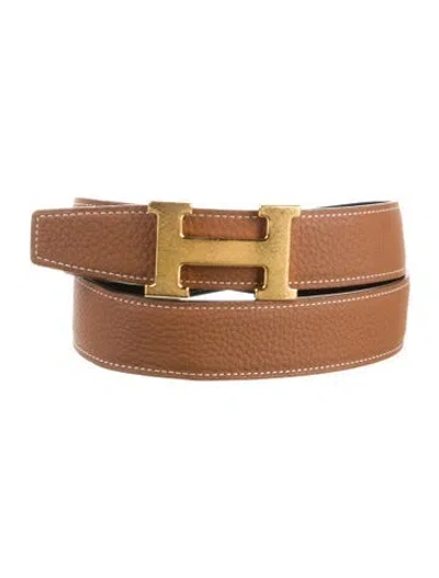Pre-owned Hermes Reversible 32 Mm H Martelée Belt Kit In Multi