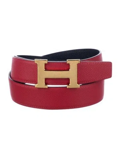 Pre-owned Hermes Reversible 32 Mm H Martelée Belt Kit In Multi