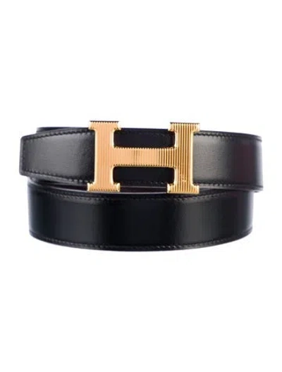 Pre-owned Hermes Reversible 32 Mm H Strié Belt Kit In Multi