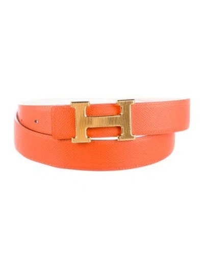 Pre-owned Hermes Reversible 32 Mm H Strié Belt Kit In Multi