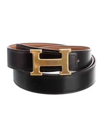 Pre-owned Hermes Reversible 32 Mm H Strié Belt Kit In Multi