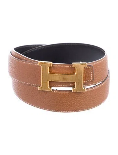 Pre-owned Hermes Reversible 32 Mm H Strié Belt Kit In Multi