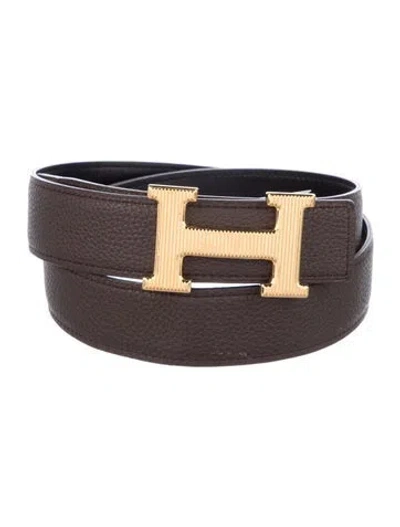 Pre-owned Hermes Reversible 32 Mm H Strié Belt Kit In Multi