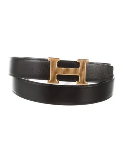 Pre-owned Hermes Reversible 32 Mm H Strié Belt Kit In Multi