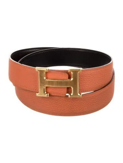 Pre-owned Hermes Reversible 32 Mm H Strié Belt Kit In Multi