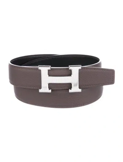 Pre-owned Hermes Reversible 32 Mm H Strié Belt Kit In Multi
