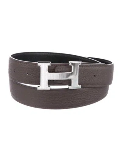 Pre-owned Hermes Reversible 32 Mm H Strié Belt Kit In Multi