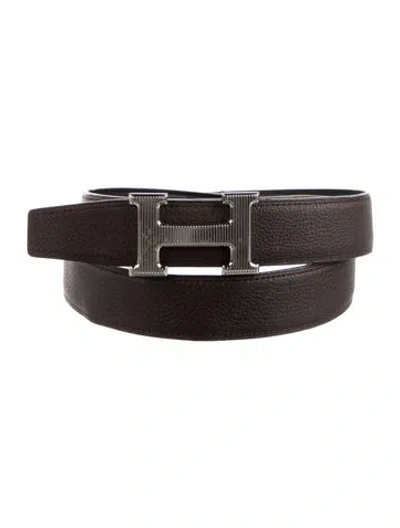 Pre-owned Hermes Reversible 32 Mm H Strié Belt Kit In Multi