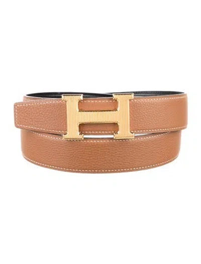 Pre-owned Hermes Reversible 32 Mm H Strié Belt Kit In Multi