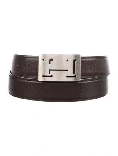 Pre-owned Hermes Reversible 32 Mm Lucky Belt Kit In Brown