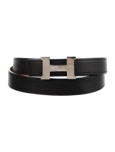 Pre-owned Hermes Reversible 32 Mm Mini Constance Belt Kit In Black/orange