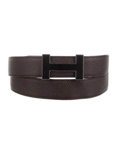 Pre-owned Hermes Reversible 32 Mm Quizz Belt Kit In Black/brown
