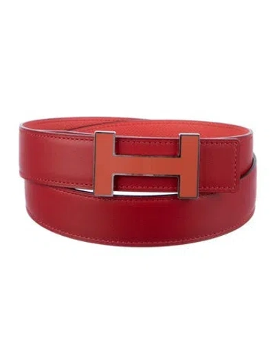Pre-owned Hermes Reversible 32 Mm Quizz Belt Kit In Red