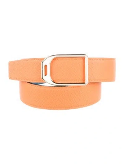 Pre-owned Hermes Reversible 38 Mm Belt Kit In Orange