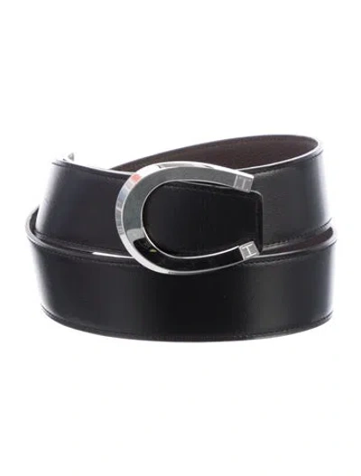 Pre-owned Hermes Reversible 38 Mm Belt Strap Belt Kit In Black/brown