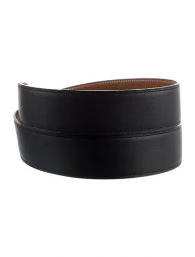 Pre-owned Hermes Reversible 38 Mm Belt Strap Belt Strap In Black