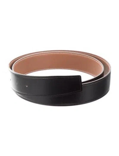 Pre-owned Hermes Reversible 38 Mm Belt Strap Belt Strap In Black