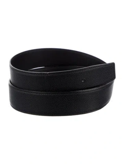 Pre-owned Hermes Reversible 38 Mm Belt Strap Belt Strap In Black