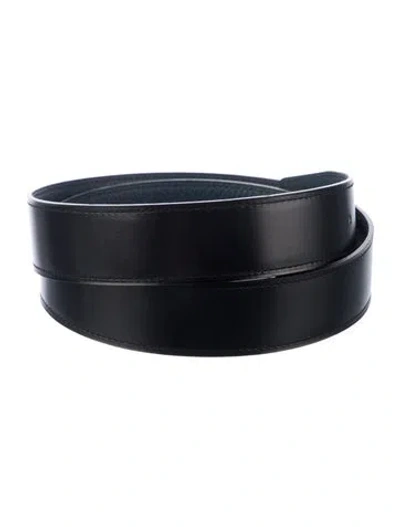 Pre-owned Hermes Reversible 38 Mm Belt Strap Belt Strap In Black/blue