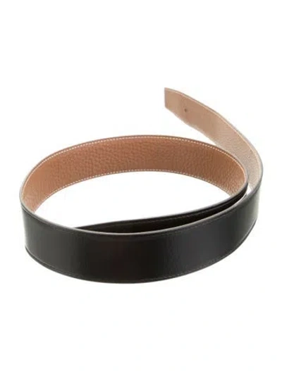Pre-owned Hermes Reversible 38 Mm Belt Strap Belt Strap In Black/brown