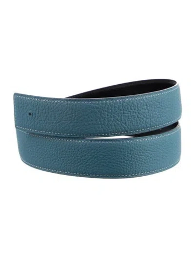 Pre-owned Hermes Reversible 38 Mm Belt Strap Belt Strap In Blue