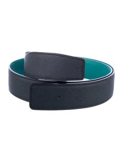 Pre-owned Hermes Reversible 38 Mm Belt Strap Belt Strap In Blue/green
