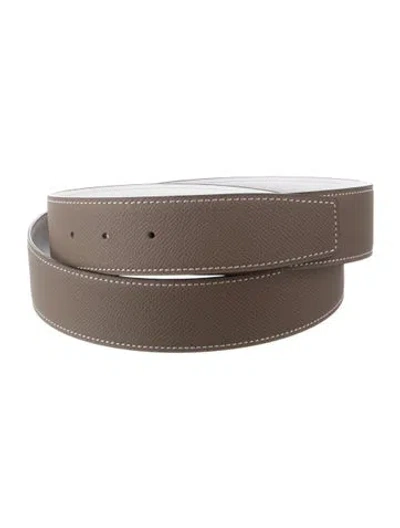 Pre-owned Hermes Reversible 38 Mm Belt Strap Belt Strap In Brown/white