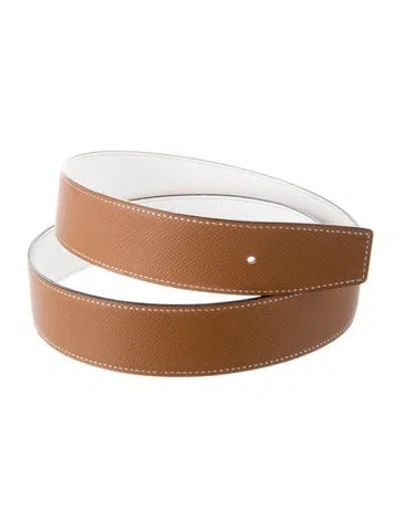 Pre-owned Hermes Reversible 38 Mm Belt Strap Belt Strap In Neutral