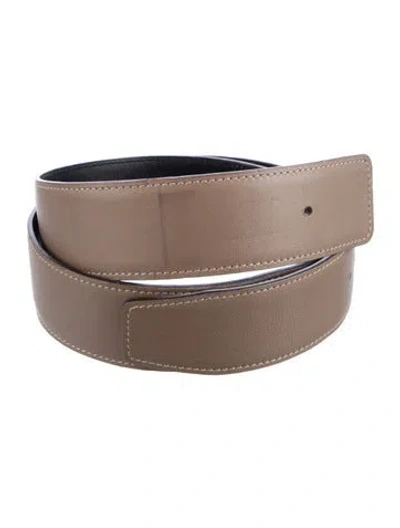 Pre-owned Hermes Reversible 38 Mm Belt Strap In Neutral
